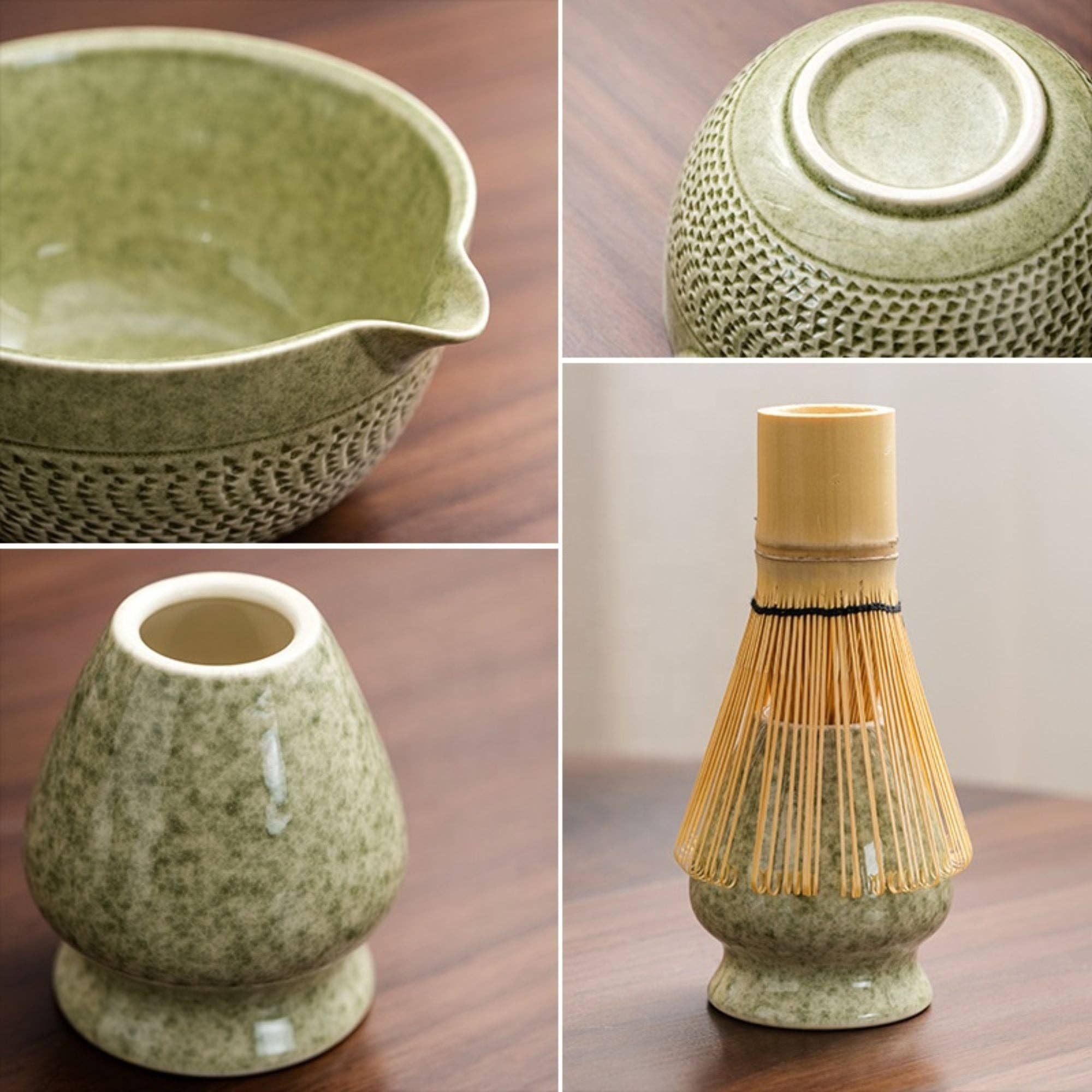 Biomatea - Vente Service à thé - Ensemble de matcha en céramique japonaise | Kit de démarrage matcha 6 pièces | Bol + fouet en bambou (Chasen) + support + cuillère en bambou (Chashaku) + tamis4