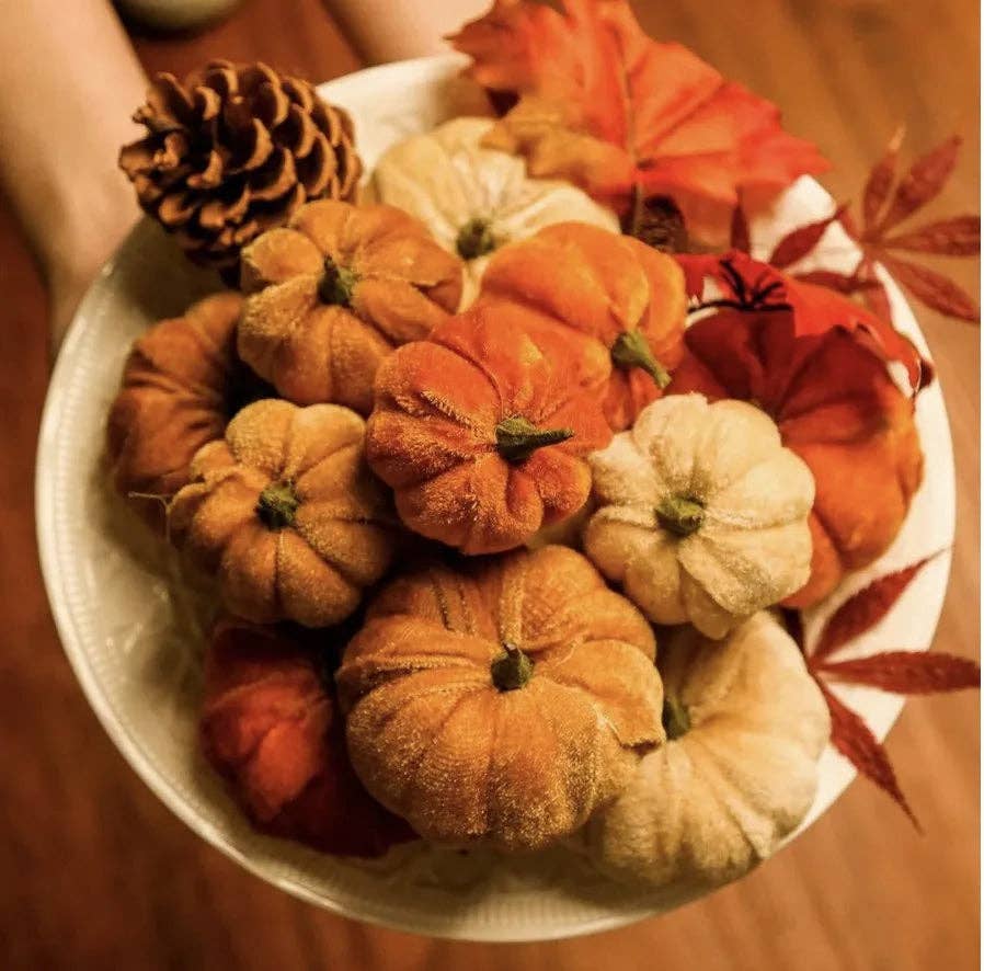 Kate Tuesday Jewelry - Wholesale Decorative Tabletop Object - Fall Velvet Pumpkin Sets3