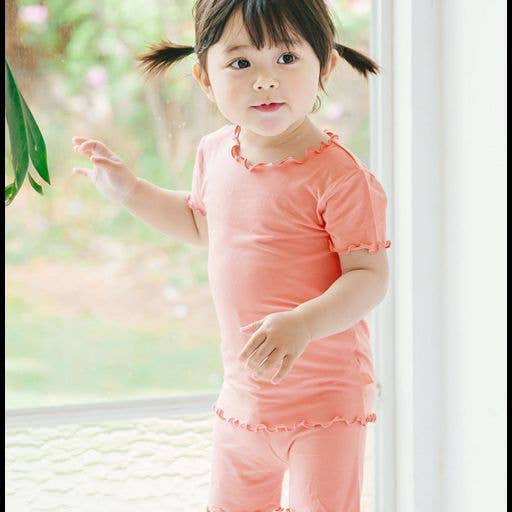 Shirring Peach Rose Short sleeve Viscose Pajama for wholesale on Faire1