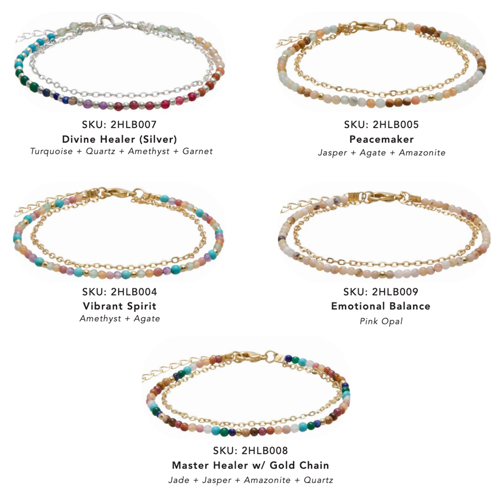 Lotus and Luna - Wholesale Jewelry Set - 2mm Healing Bracelets (10 Pack Assortment)5