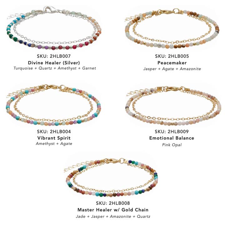 Lotus and Luna - Wholesale Jewelry Set - 2mm Healing Bracelets (10 Pack Assortment)5