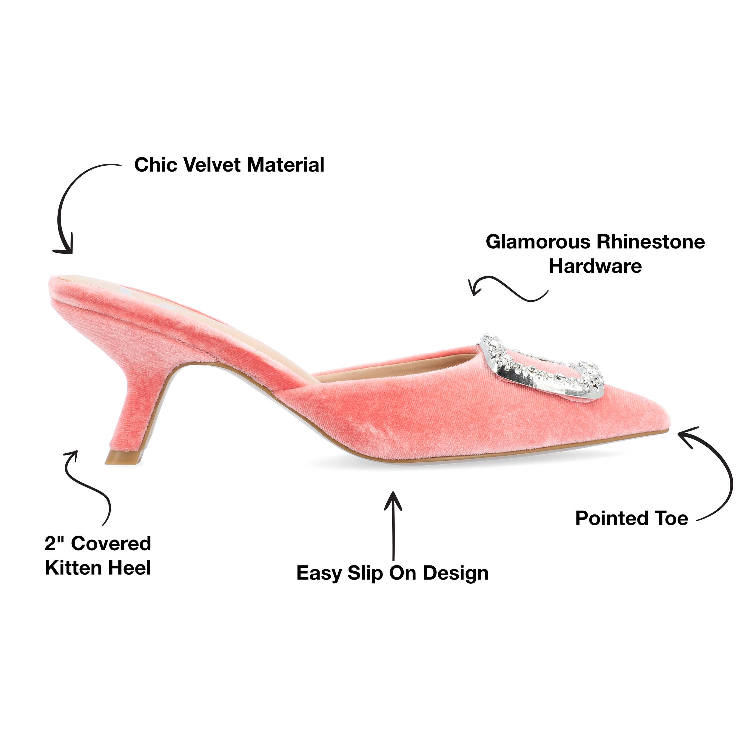 Journee - Wholesale Low Heels - Women's - Rishie Kitten Heeled Mules In Velvet11