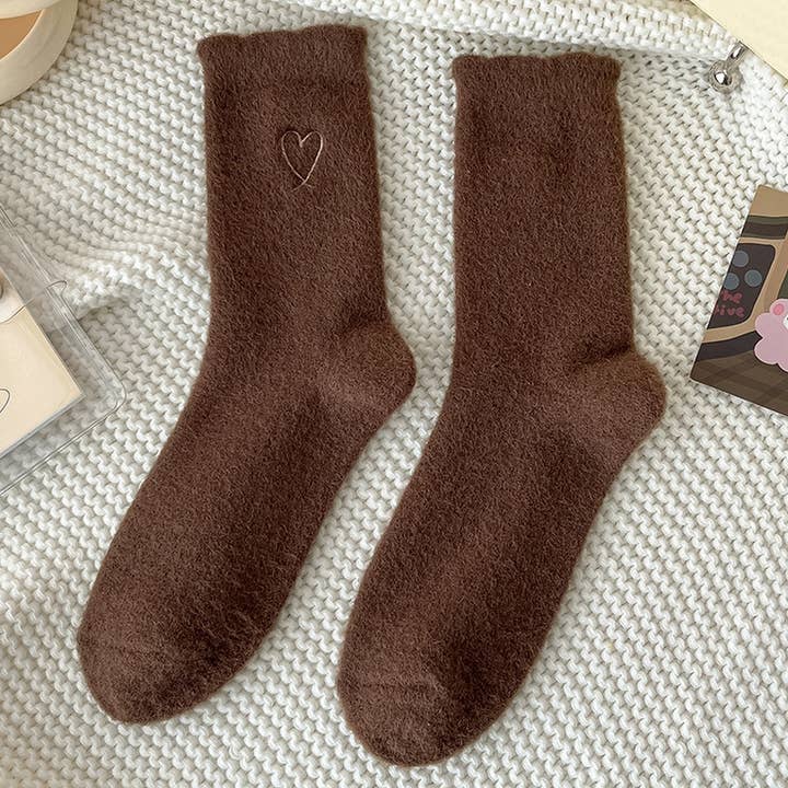 ACCITY - Wholesale Socks - Women's - Heart Plush Socks Women Winter Warm Cozy Home_CWMS028432