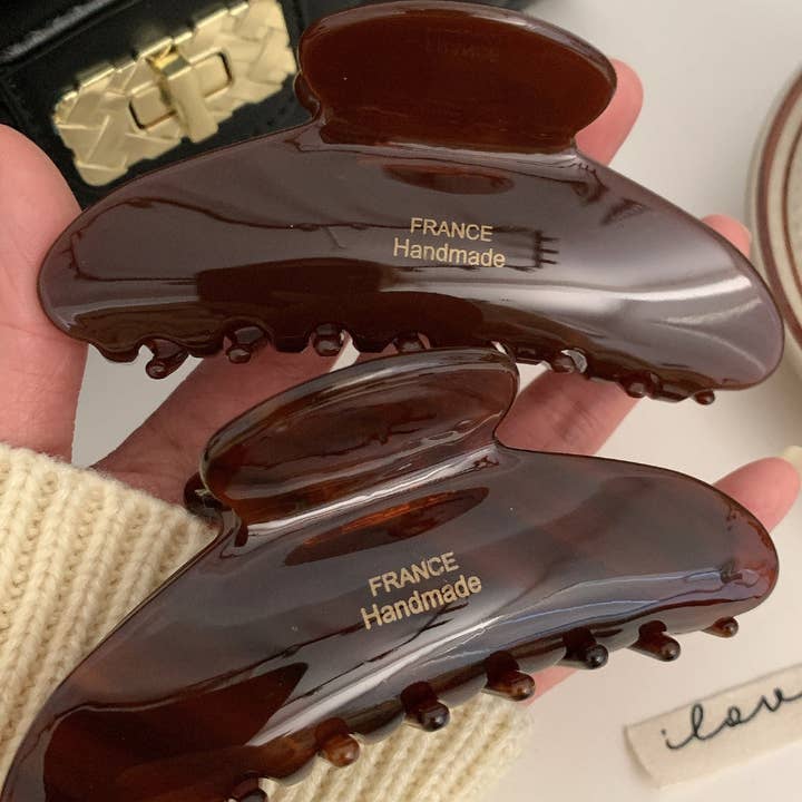 Dipped Shop - Wholesale Hair Clip - Women's - Floral Caramel Polka Dot Claw Clip DPJC4