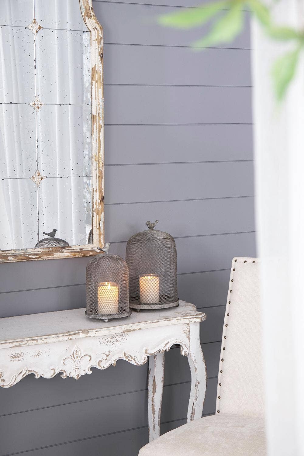 A&B Home Group Inc. - Wholesale Candle holder - S/2 Sparrow Antique Mesh Candle Holders - Gray4