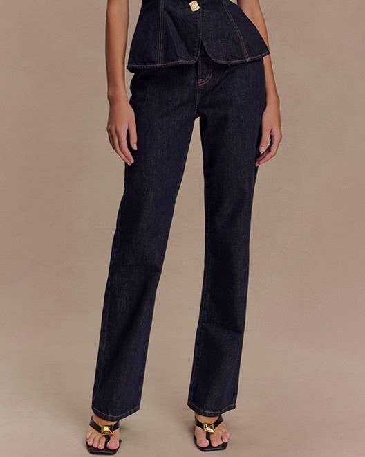 HIDDENBRAND - Wholesale Top & Pant Set (NOT Loungewear) - Women's - Modern Buttoned Denim Top And Trousers Set1