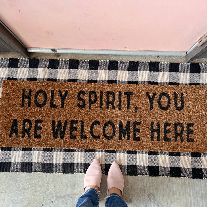 Modern Burlap - Wholesale Door Mat - XL Doormat - Holy Spirit, you are welcome here (New Length)