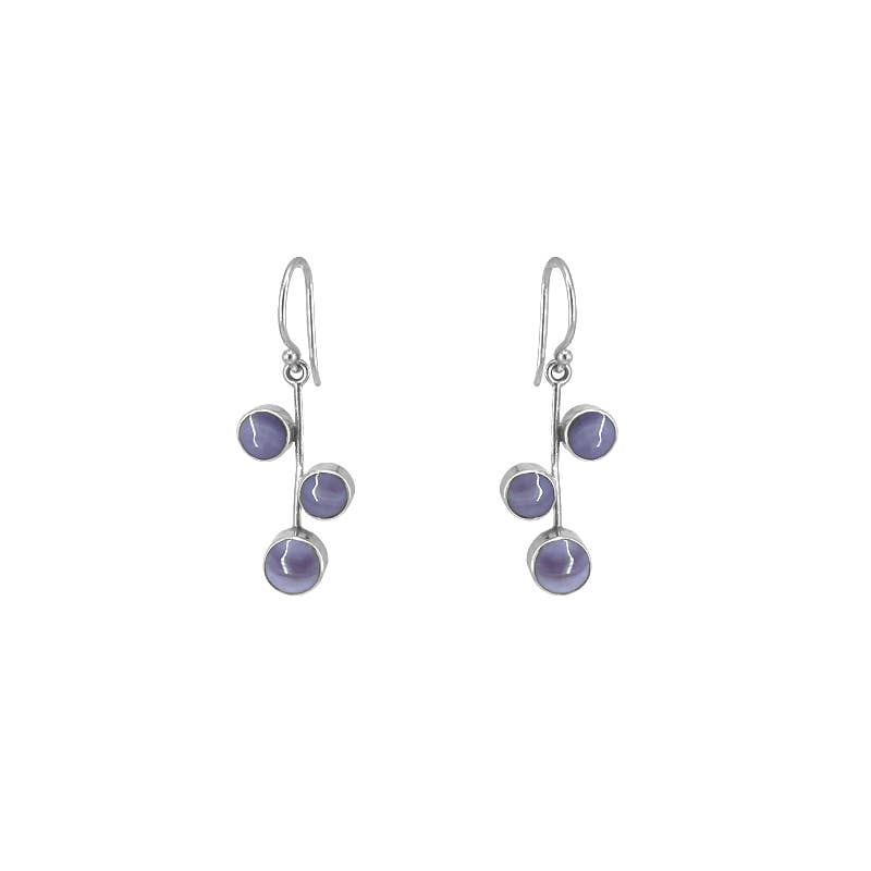 SITA - Wholesale Dangle Earrings - Mod Sterling 3 dot Dangle with Lavender Shell