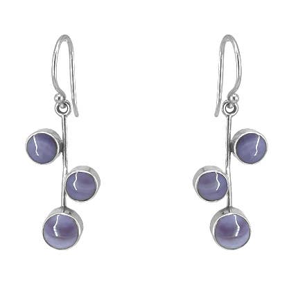 SITA - Wholesale Dangle Earrings - Mod Sterling 3 dot Dangle with Lavender Shell0