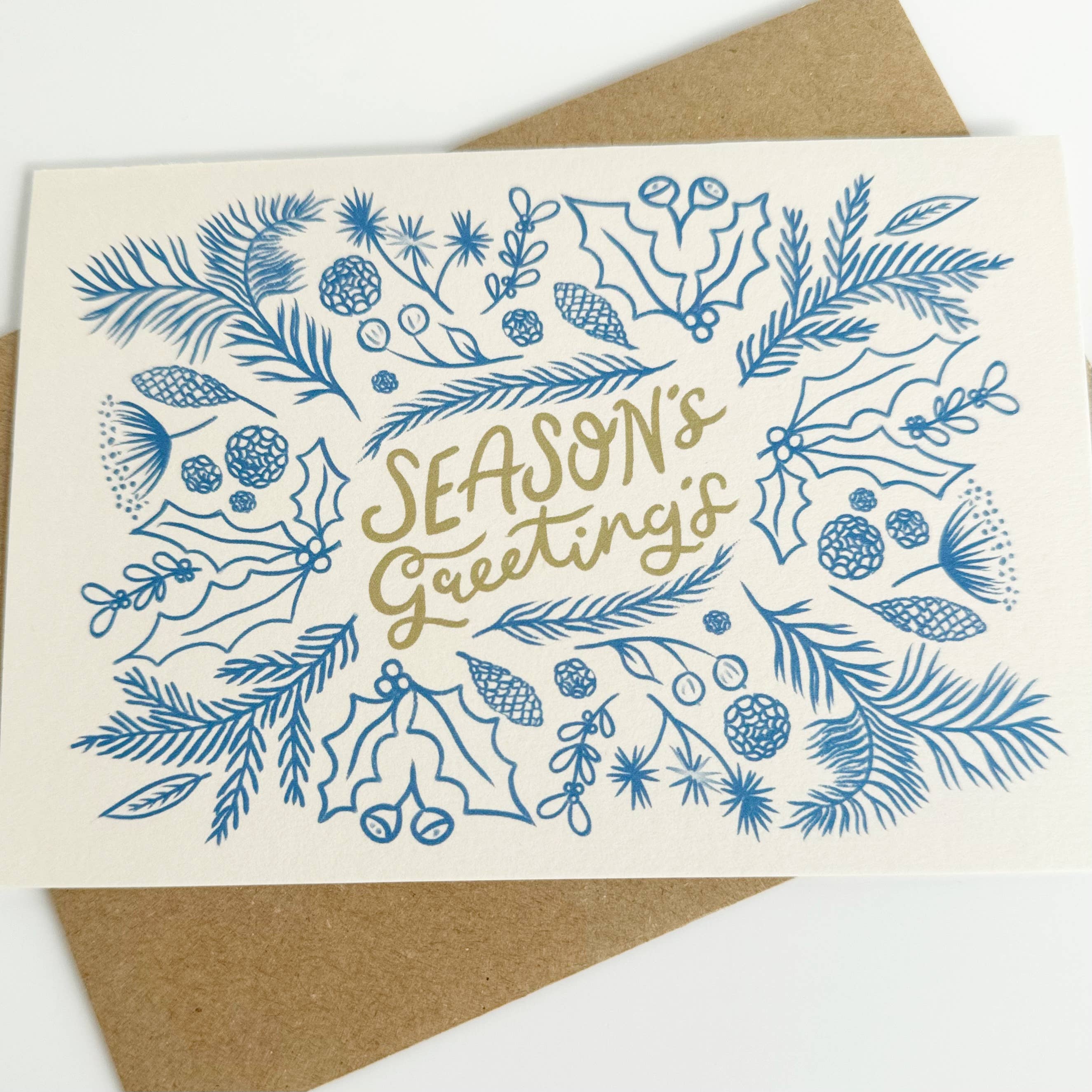 Lomond Paper Co - Wholesale Christmas Card - Season's Greeting's - Cream & Blue3