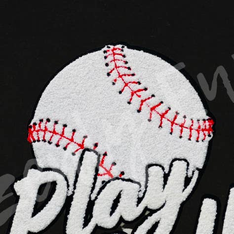 Game Day Ready Play Ball Chenille Baseball Patch for wholesale by Brazenly Envied