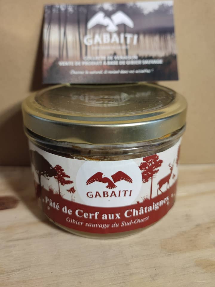 Paté di cervo con castagne (190g) per la vendita all'ingrosso da parte di Gabaiti