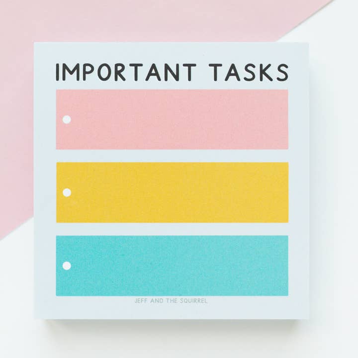 Belangrijke taken Memo Pad Block | Kleurrijk briefpapier voor wholesale door Jeff and the Squirrel