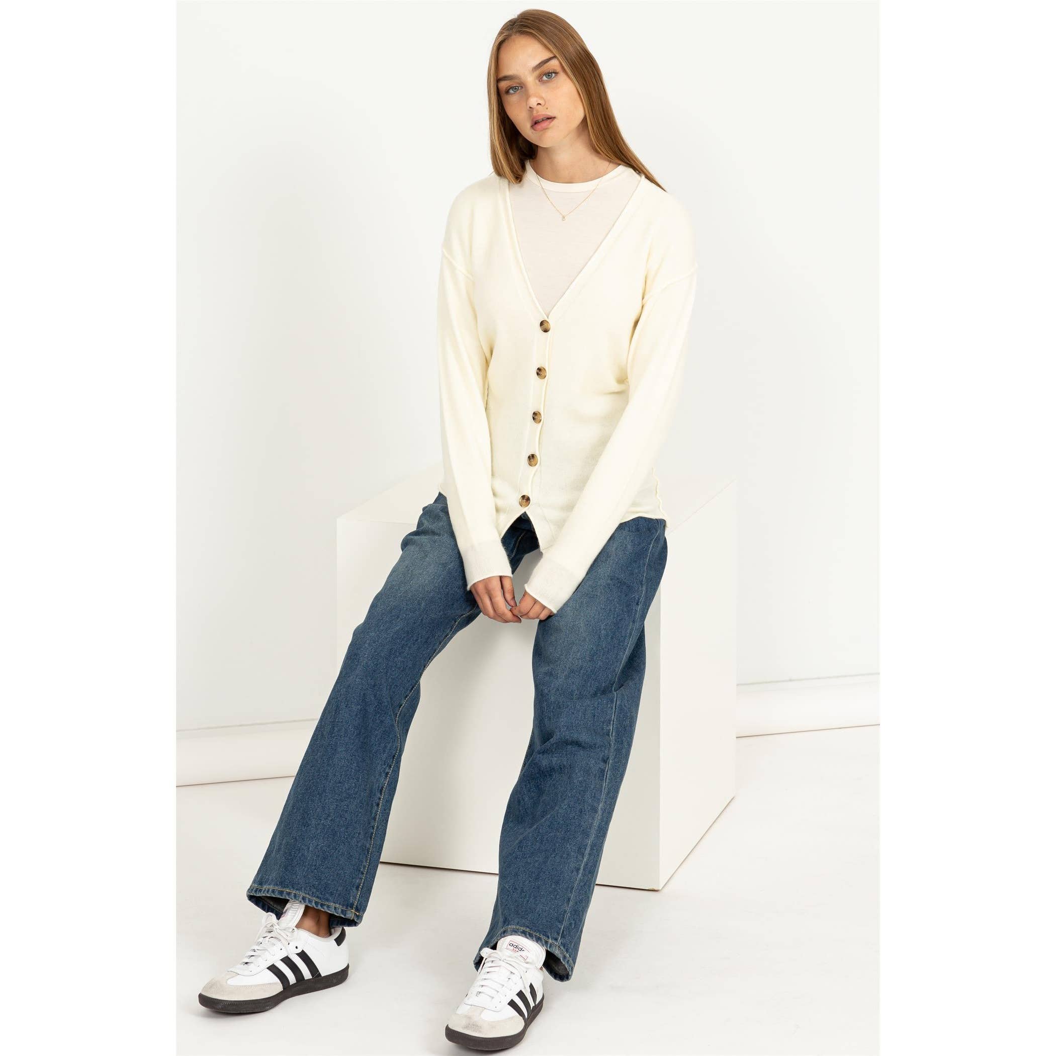 Double Zero - Wholesale Cardigan - Women's - Deep V-Neck Cardigan3