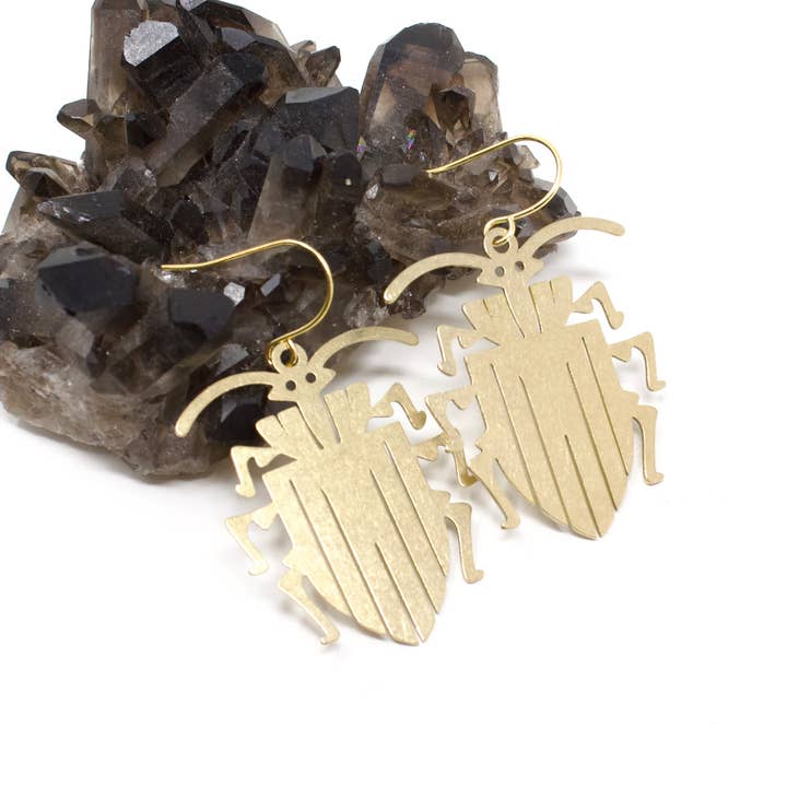 Crafts & Love - Wholesale Dangle Earrings - Brass Beetle Earrings