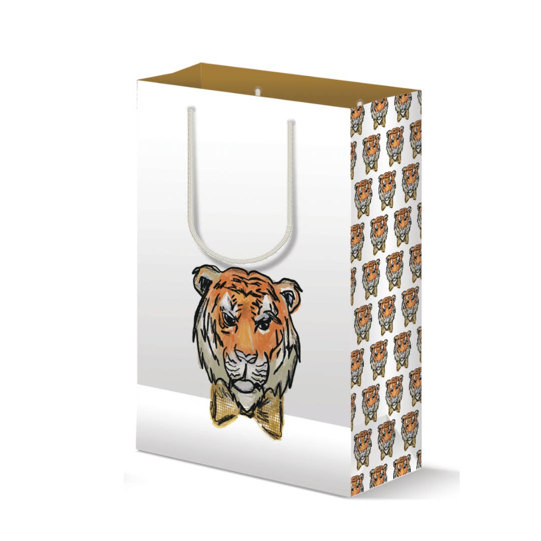 Limited-Edition Tiger with Gold Bow Tie Gift Bag for wholesale by Hey Y'all Party
