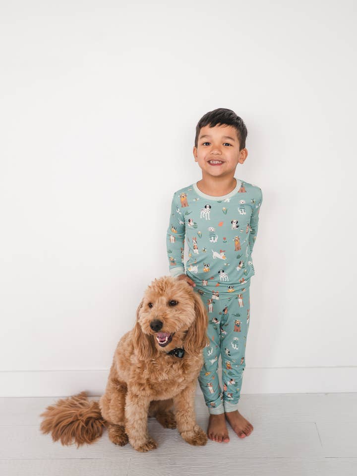 Puppy Egg Hunt (Long Sleeve PJ) - Aquamarine for wholesale by DreamLet