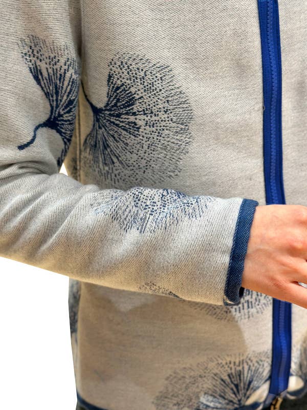 Winding River - Wholesale Knit Sweater - Women's - Blue / White Ginkgo Reversible Zipper Sweater2