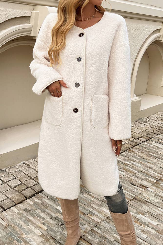 Aprikosen Fleecemantel mit offenen Fronttaschen DY204 für den Großhandel auf Faire1