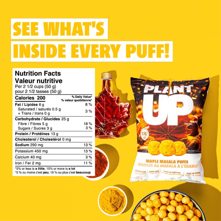 Plant Up - Wholesale Puffed Snack - Maple Masala High-Protein Puffs