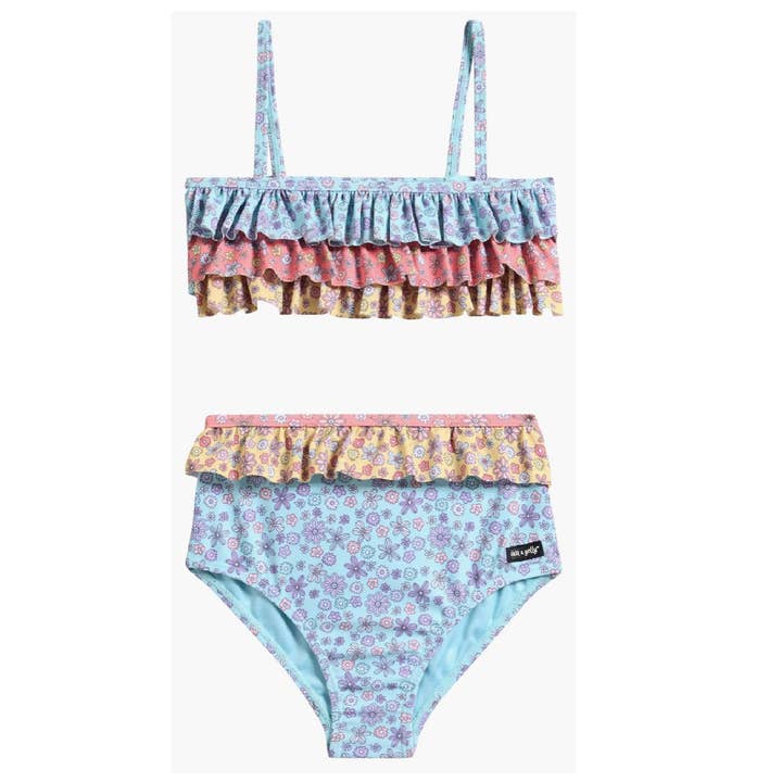 Girls Cha Cha Floral Ruffle Two-Piece for wholesale by Ava & Yelly