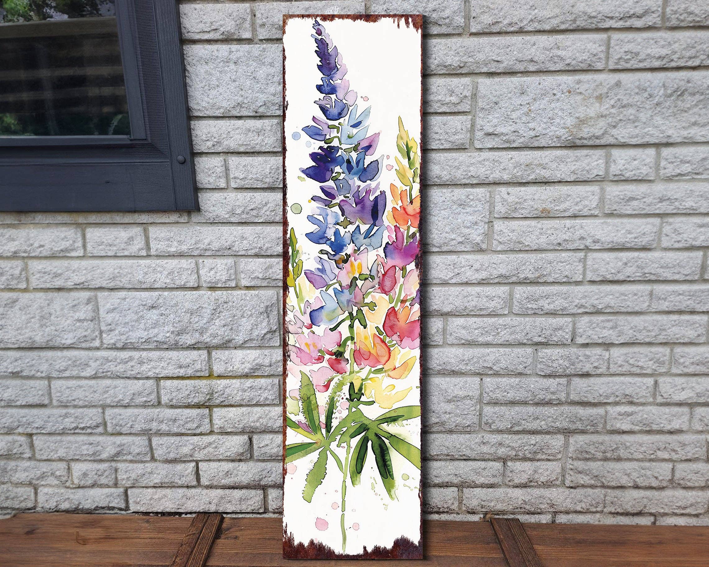 TX USA Corporation - Wholesale Sign - Spring Lupine Porch Sign | Watercolor Floral Vertical Wall Art 36in1