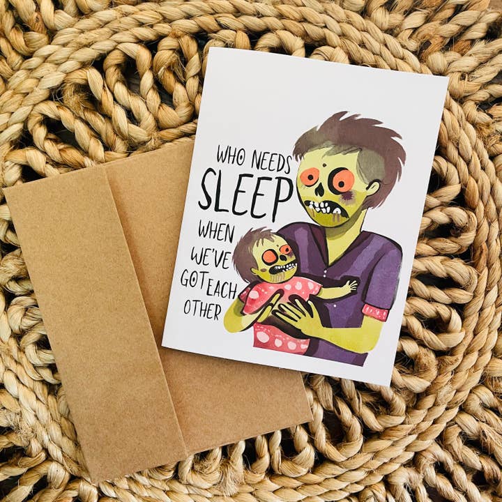 Zombie Congratulations & Encouragement Card For New Parents for wholesale by Cryptic Paper Co.