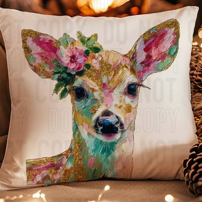 Gemalte Hirschkuh DTF-Transfer für den Großhandel von K and M Designs