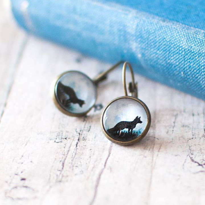 Black Fox oorbellen voor wholesale door Juju Treasures