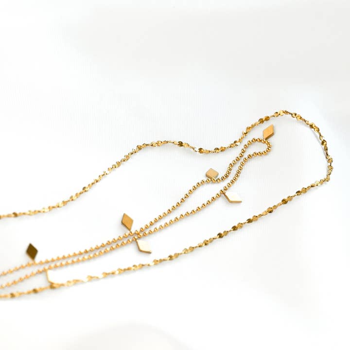 Blueyejewelry - Wholesale Pendant/Charm Necklace - Layered Sequin Necklace - Dangle Beaded Gold Necklace5