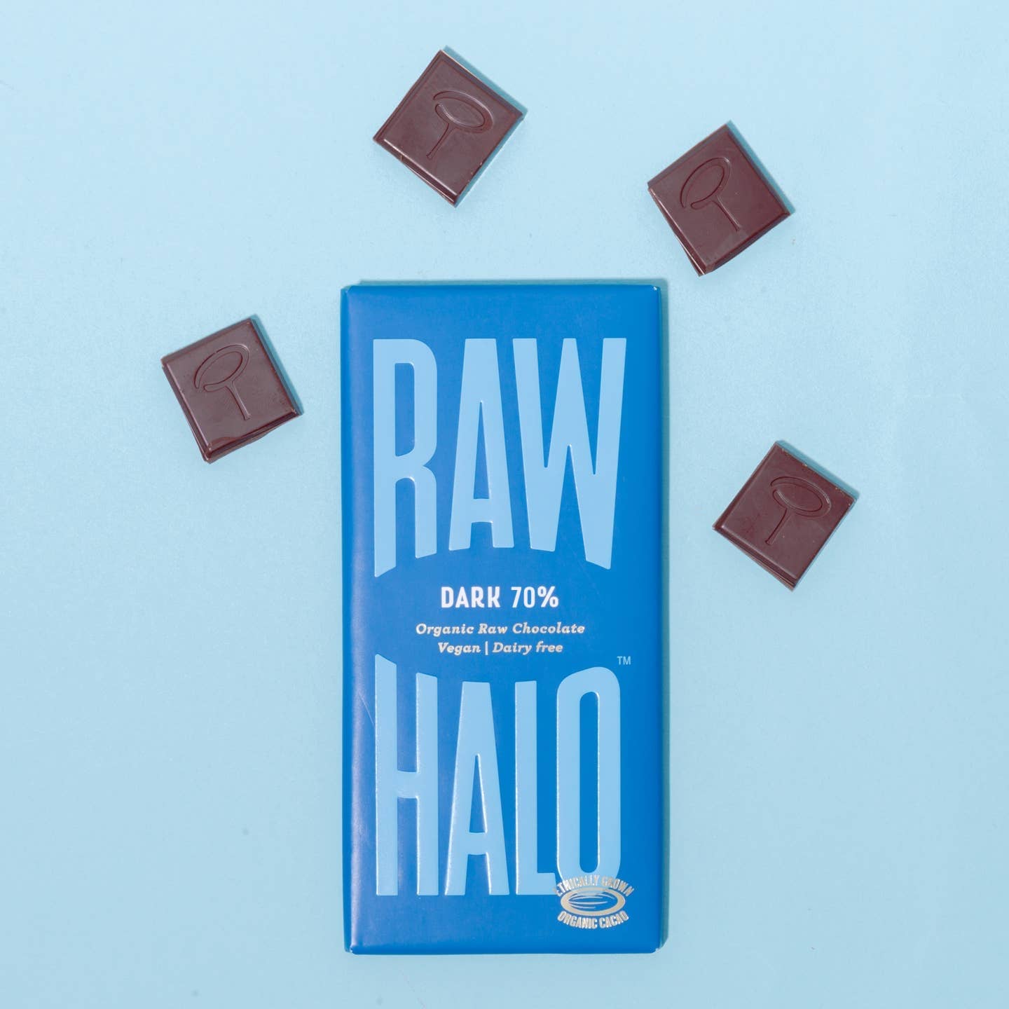 Raw Halo – wholesale Chocolate bar – Dark 70% Organic Vegan Chocolate 70g (Case of 10)1