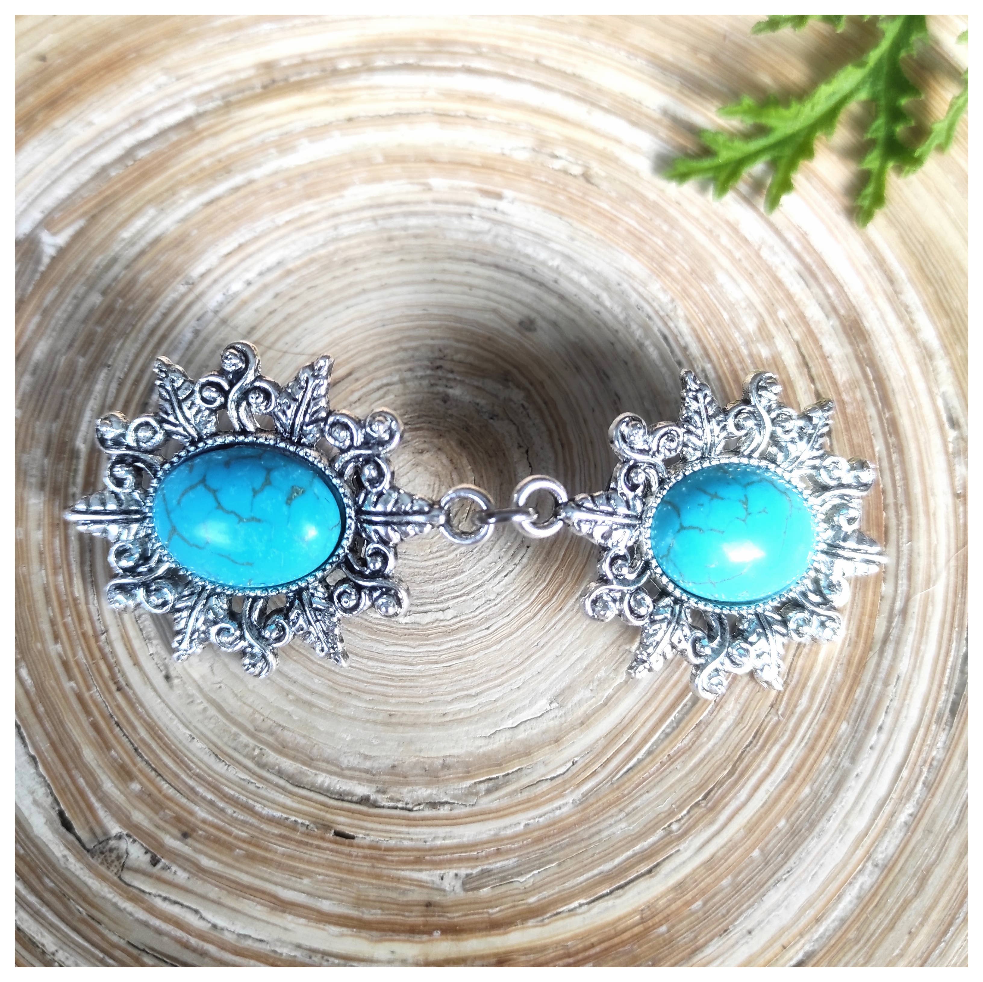 Cristina SJ creative shop - Wholesale Broche - Camee-speld met turquoise en zwarte steen voor sjaals en vesten5
