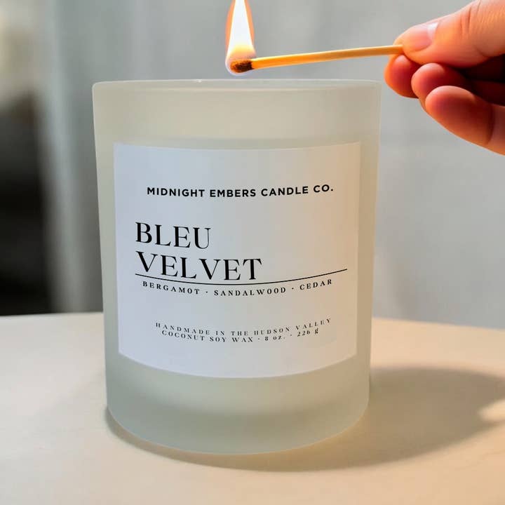 Bleu Velvet: Luxury Candle Inspired by Bleu de Chanel® 8 oz. for wholesale by Midnight Embers Candle Co.