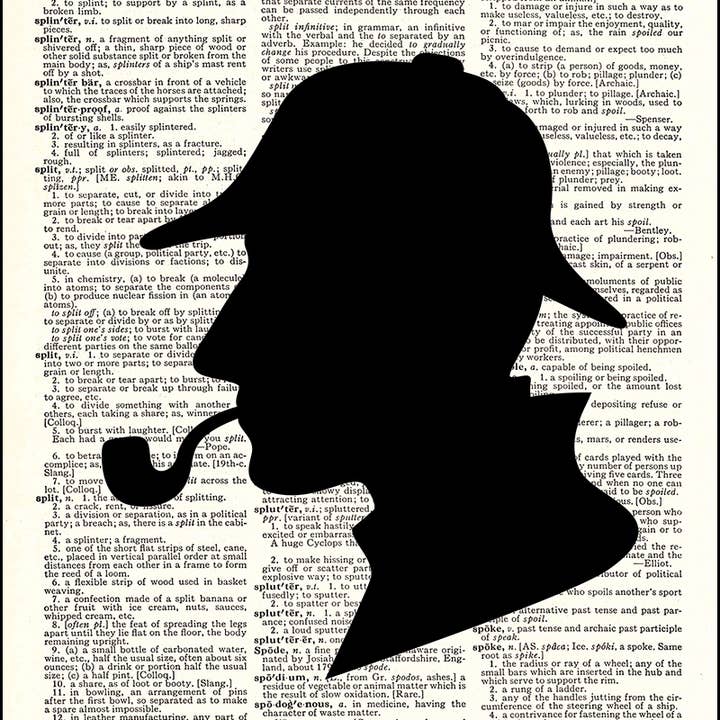 Sherlock Holmes Silhouette Dictionary Print for wholesale by Fresh Prints of CT