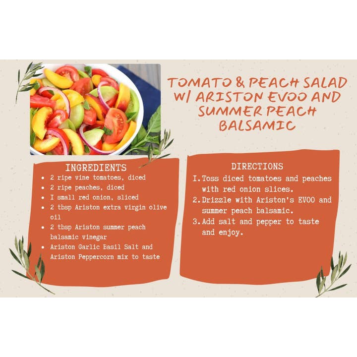 Ariston Specialties - Wholesale Vinegar - Ariston Peach Infused White Balsamic Vinegar 8.45 oz / 250ml3