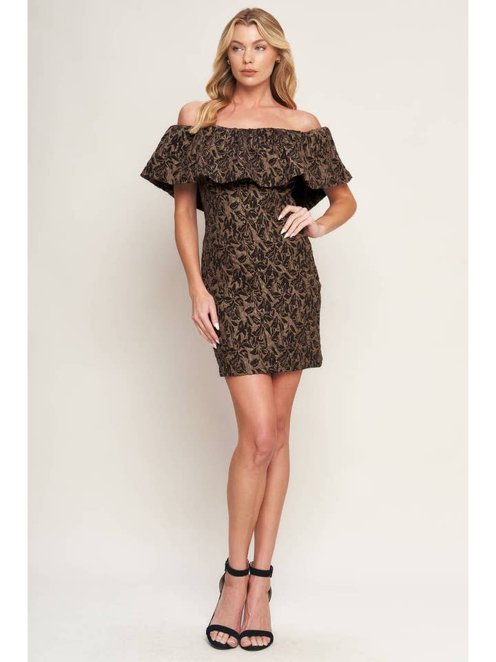 Brown A textured woven mini dress - ID21703 for wholesale on Faire6