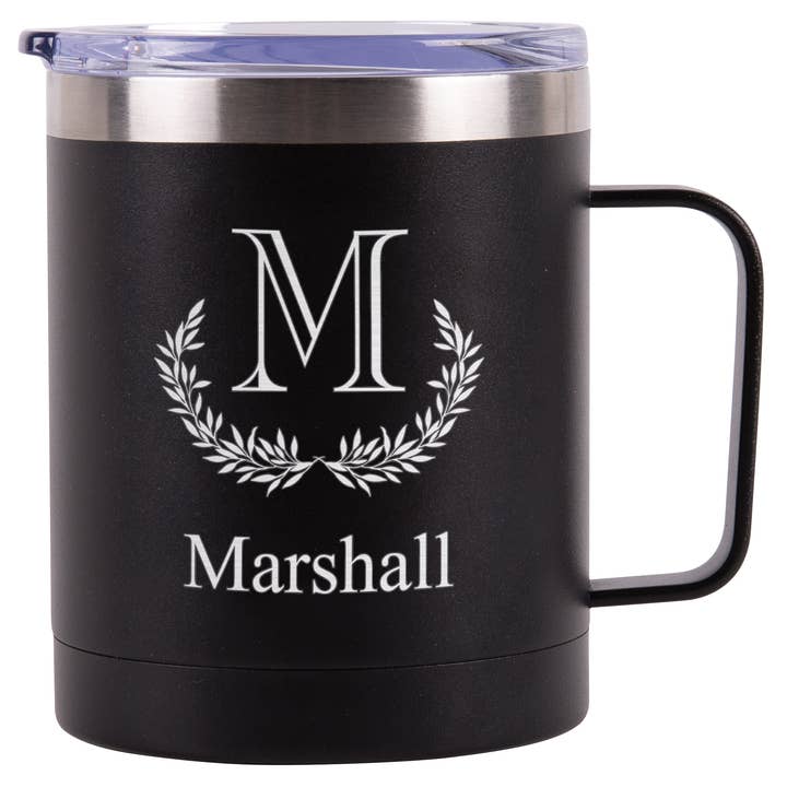 Black Insulated Mug/Tumbler Laser Engravable for wholesale by P. Graham Dunn