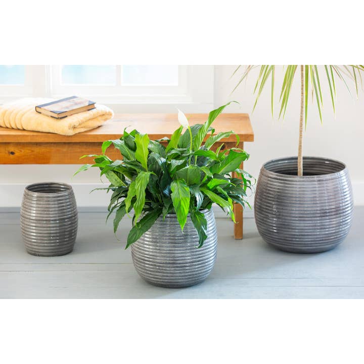 Petal & Plow Planters, Metal, Ribbed Planters, Nested Set of for wholesale by Evergreen Enterprises