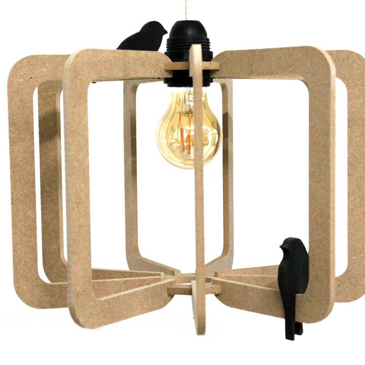 BIRD Suspension Lamp D30cm Wood Linen Kit for wholesale by RIF Luminaires
