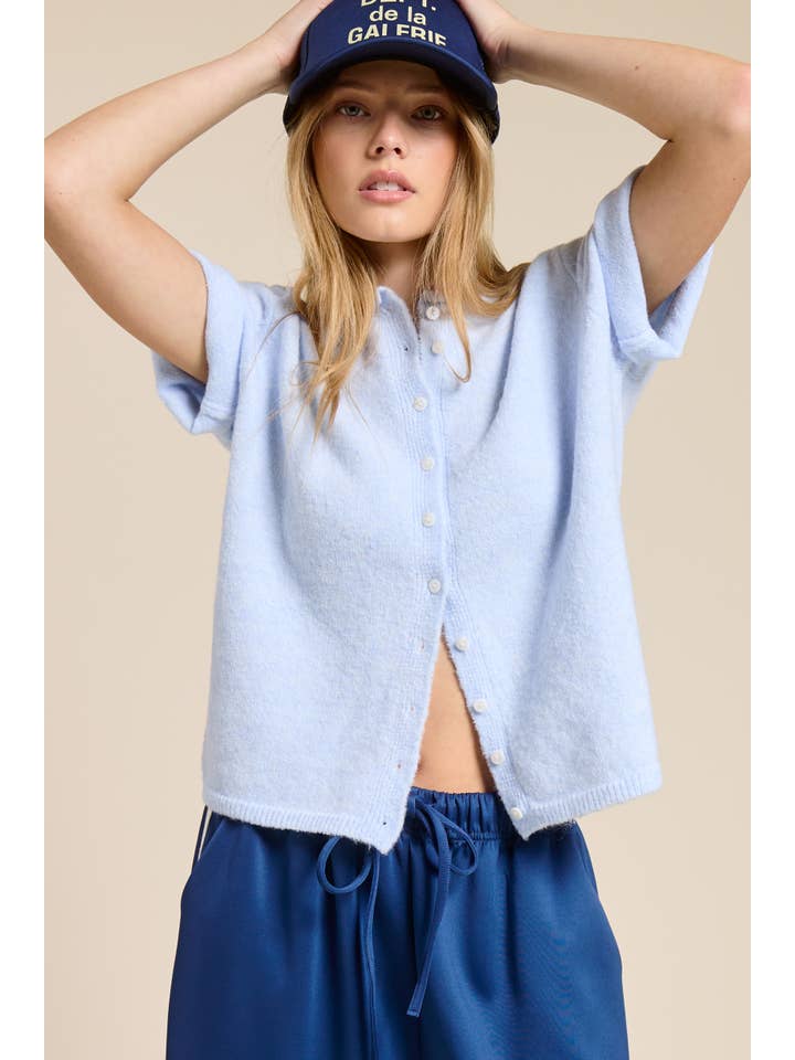 Mimosa - Wholesale Cardigan - Women's - Short Sleeve Button Down Cardigan Top25