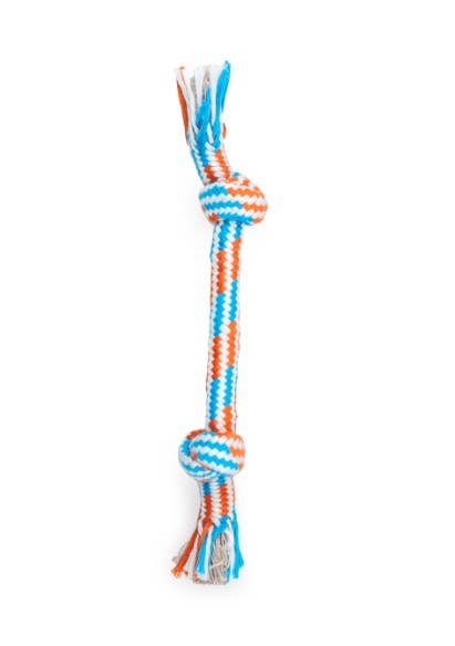ThoozyPet 2-Knot Rope Dog Toy Blue / Red 8.5" for wholesale by Pet Palette Distribution