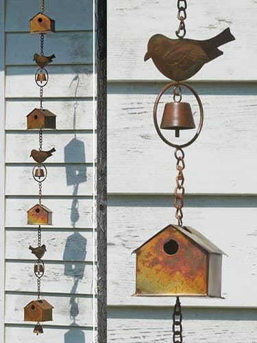 Flamed Bird House and Birds Ornament for wholesale by Ancient Graffiti