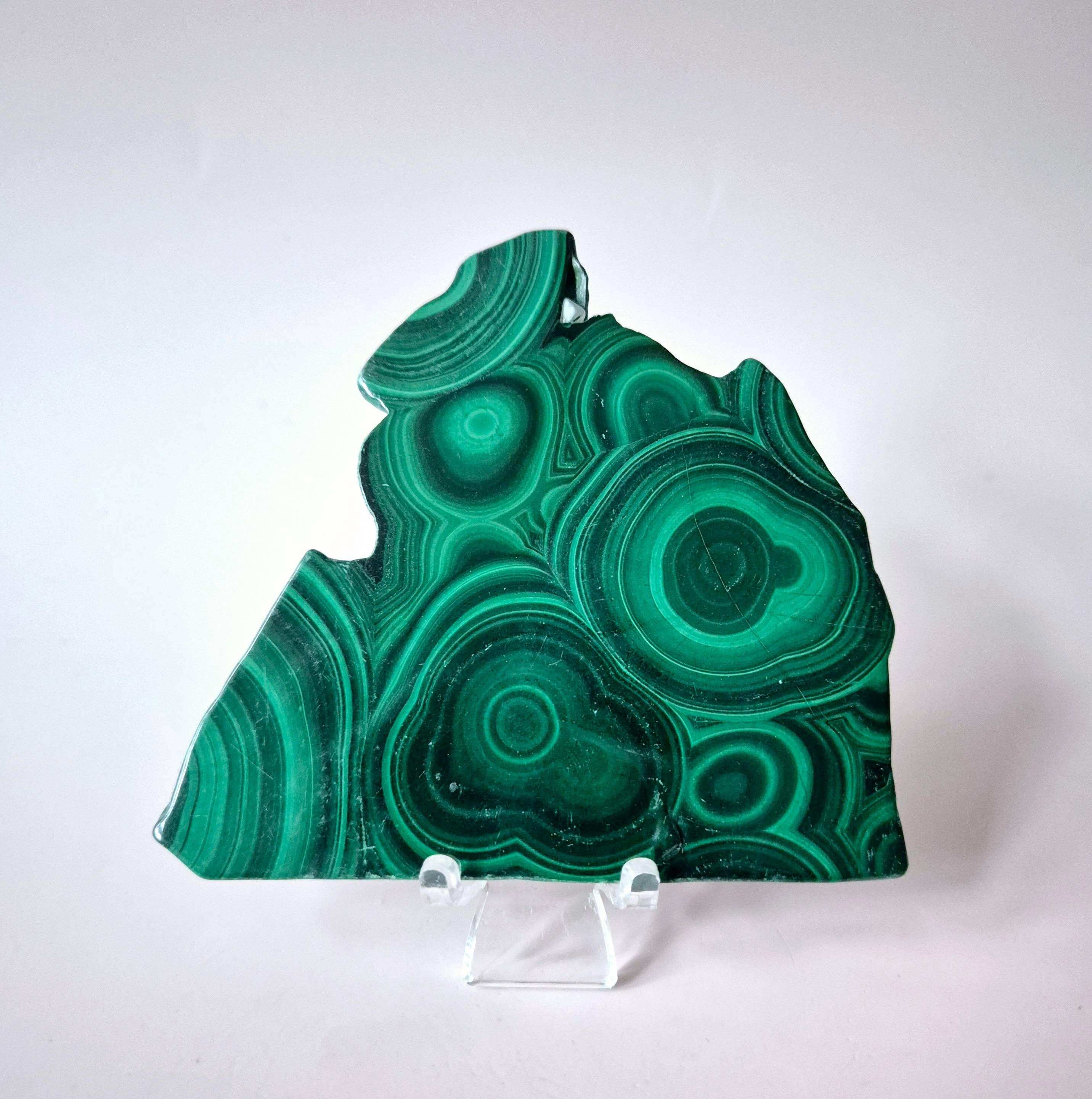 Moonlight Gemstones - Wholesale Spiritual Stone/Crystal - Gemstone Malachite Slice on Stand (100–125g) #2