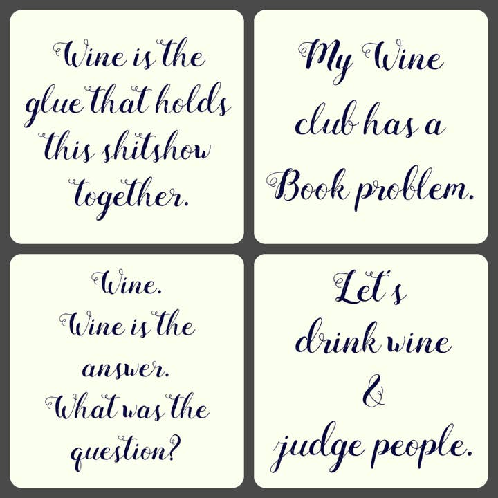 Ensemble de 4 sous-verres en pierre à thème vin pour la vente par EXIT82ART