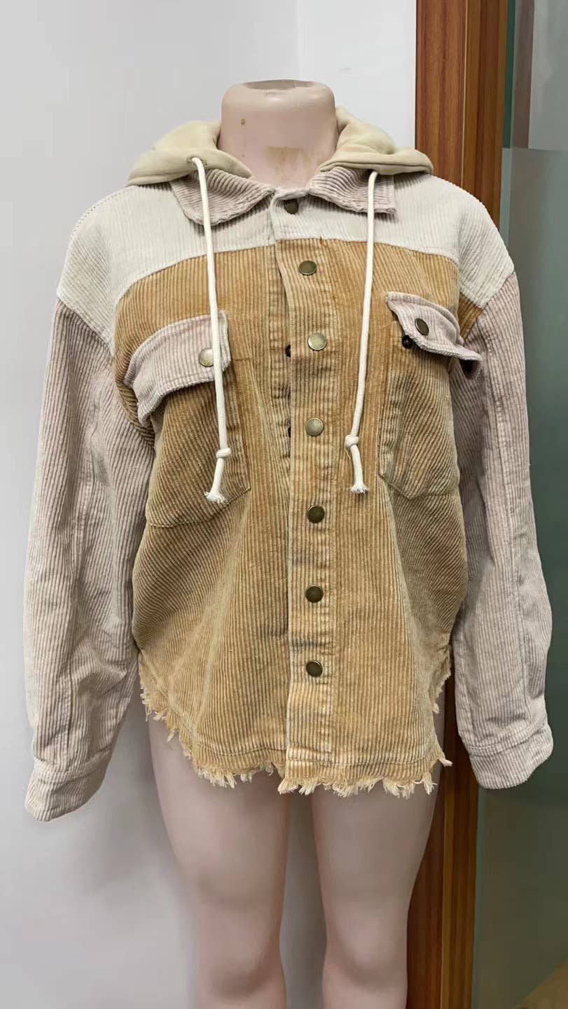 UNISHE - Vente Veste – femme - Veste à capuche à double poche contrastée de couleur patchwork TOPW14531