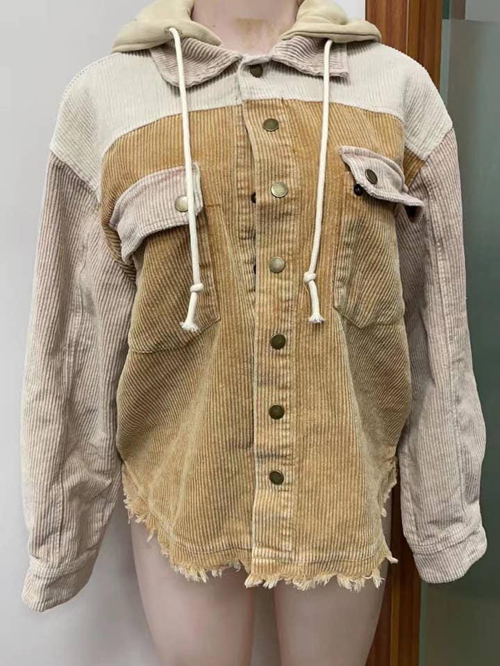UNISHE - Wholesale Jacket - Women's - Patchwork Color Contrast Double-pocket Hoody Jacket TOPW14531