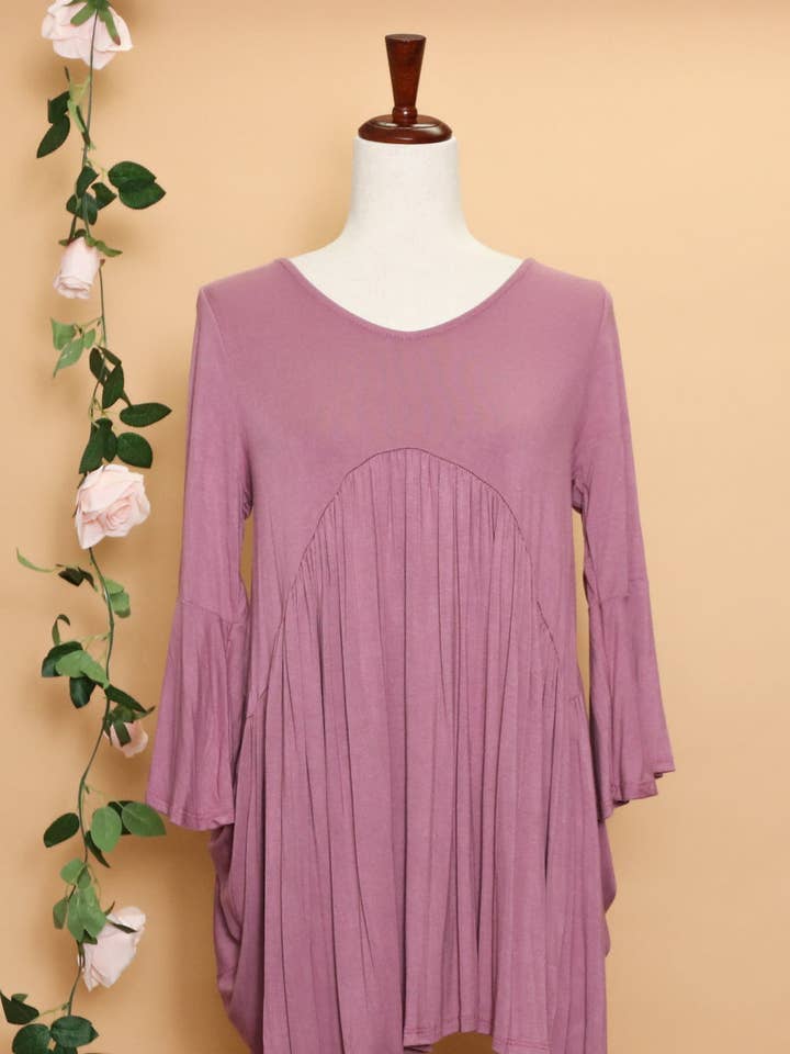 Oudroze Babydoll Top met Klokmouwen voor wholesale door Promenade