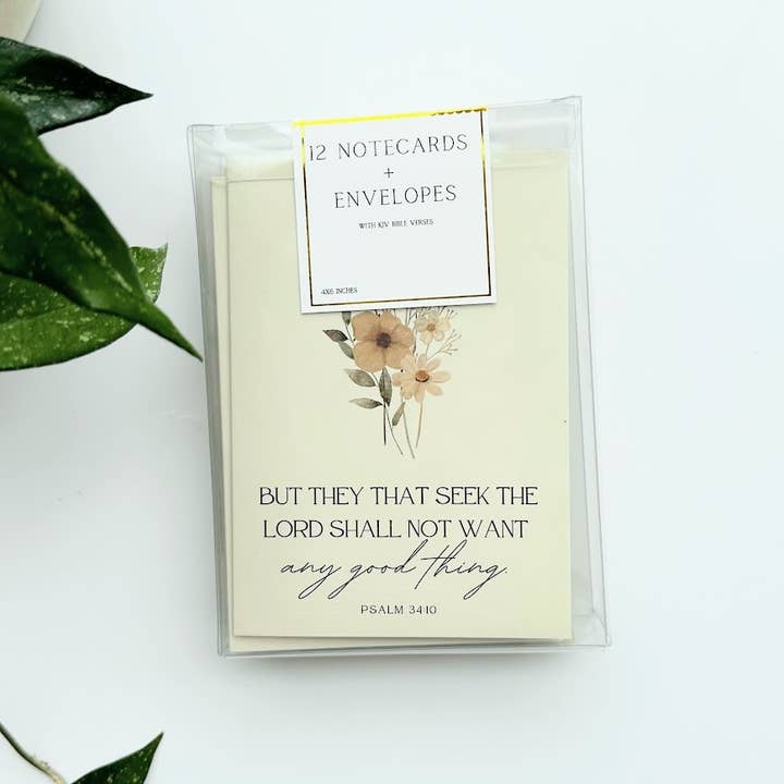 Pearls of Parchment - Vendita all'ingrosso Set di cartoleria/cancelleria - Set di Biglietti con Versetti Biblici in Scatola con Motivo Floreale Rustico | Confezione da 12