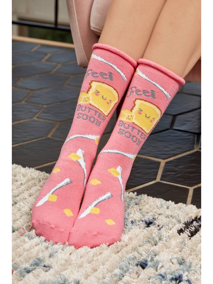 Apricot Feel Butter Soon Greeting Card Socks for wholesale on Faire3