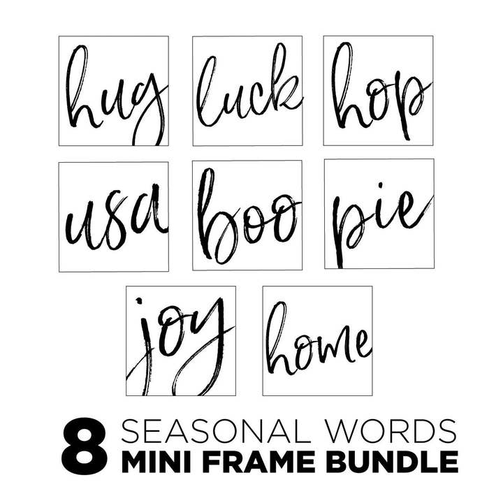 Ensemble de 8 inserts magnétiques pour panneau interchangeable (mini) : Ensemble de mots saisonniers | INSERTS MAGNÉTIQUES UNIQUEMENT pour la vente par Simpler Seasons Decor